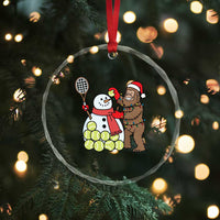 Funny Squatch Christmas Tennis Gift Crystal Glass Ornament Bigfoot Player Enthusiast - Wonder Print Shop