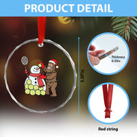 Funny Squatch Christmas Tennis Gift Crystal Glass Ornament Bigfoot Player Enthusiast - Wonder Print Shop