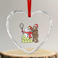 Funny Squatch Christmas Tennis Gift Heart Crystal Glass Ornament Bigfoot Player Enthusiast - Wonder Print Shop