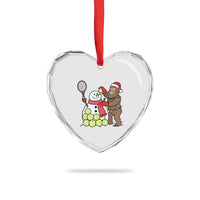 Funny Squatch Christmas Tennis Gift Heart Crystal Glass Ornament Bigfoot Player Enthusiast - Wonder Print Shop
