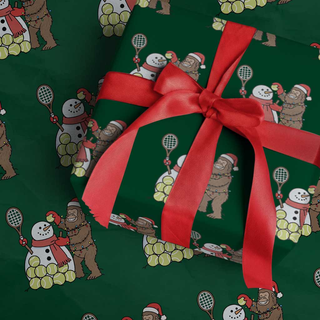 Funny Squatch Christmas Tennis Gift Wrapping Paper Roll Bigfoot Player Enthusiast - Wonder Print Shop