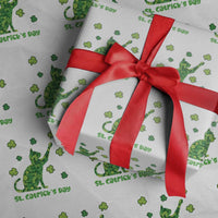 Funny St Catricks Day Wrapping Paper Roll Lucky Shamrock Cat Saint Pattys