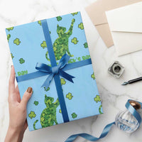 Funny St Catricks Day Wrapping Paper Roll Lucky Shamrock Cat Saint Pattys
