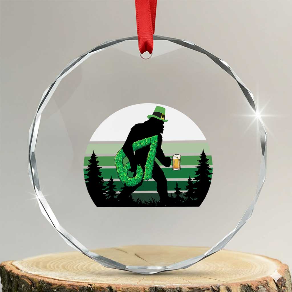 Funny St Patricks Bigfoot Says Six Seven Crystal Glass Ornament Gen Z Irish Gift