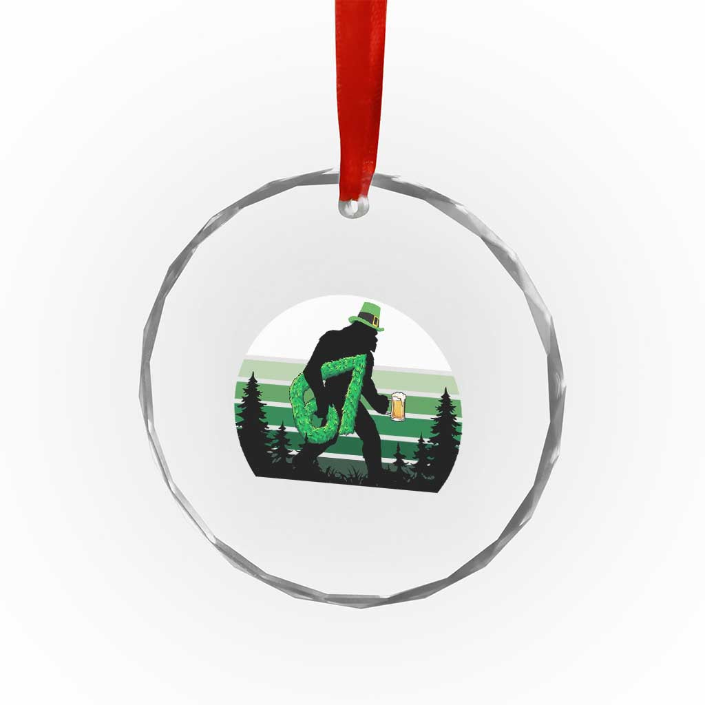 Funny St Patricks Bigfoot Says Six Seven Crystal Glass Ornament Gen Z Irish Gift
