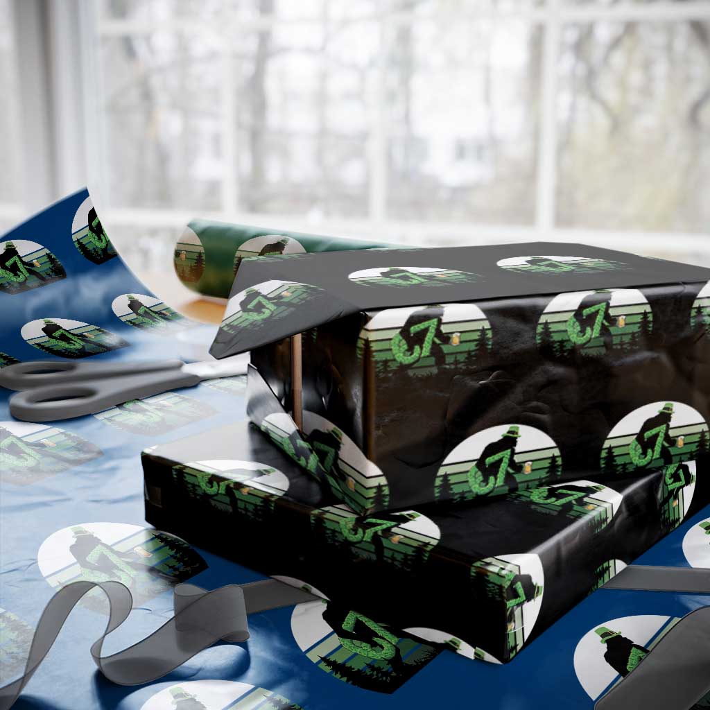 Funny St Patricks Bigfoot Says Six Seven Wrapping Paper Roll Gen Z Irish Gift