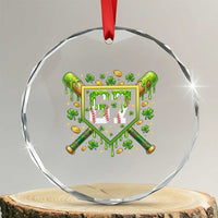 Funny St Patricks Day 67 Six Seven Baseball Ice Cream Drip Crystal Glass Ornament