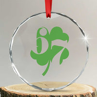 Funny St Patricks Day 67 Six Seven Meme Shamrock Crystal Glass Ornament