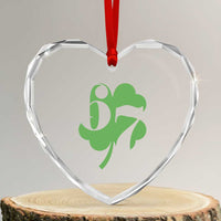 Funny St Patricks Day 67 Six Seven Meme Shamrock Heart Crystal Glass Ornament