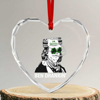 Funny St Patrick's Day Ben Dranking Heart Crystal Glass Ornament Benjamin Franklin Retro Saint Paddy's Day - Wonder Print Shop