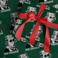 Funny St Patrick's Day Ben Dranking Wrapping Paper Roll Benjamin Franklin Retro Saint Paddy's Day - Wonder Print Shop
