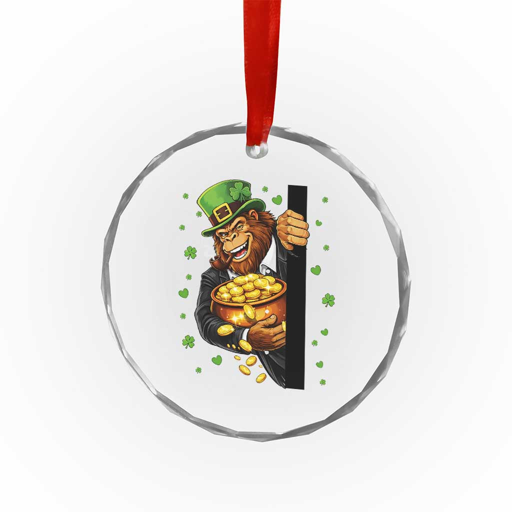 Funny St Patricks Day Bigfoot Crystal Glass Ornament Irish Revelry Gift