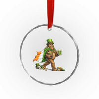 Funny St Patricks Day Bigfoot Crystal Glass Ornament Mythical Party Gift