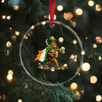 Funny St Patricks Day Bigfoot Crystal Glass Ornament Mythical Party Gift