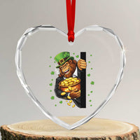 Funny St Patricks Day Bigfoot Heart Crystal Glass Ornament Irish Revelry Gift