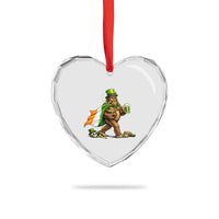 Funny St Patricks Day Bigfoot Heart Crystal Glass Ornament Mythical Party Gift