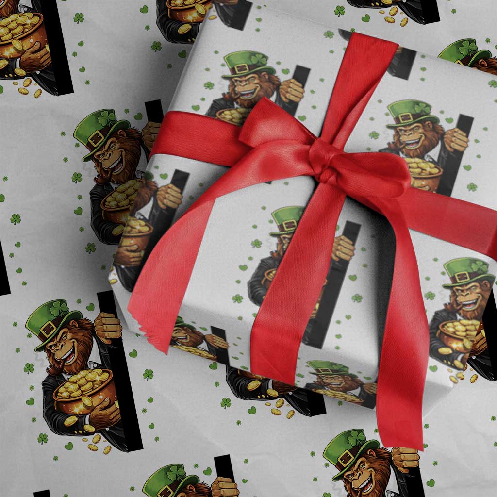 Funny St Patricks Day Bigfoot Wrapping Paper Roll Irish Revelry Gift
