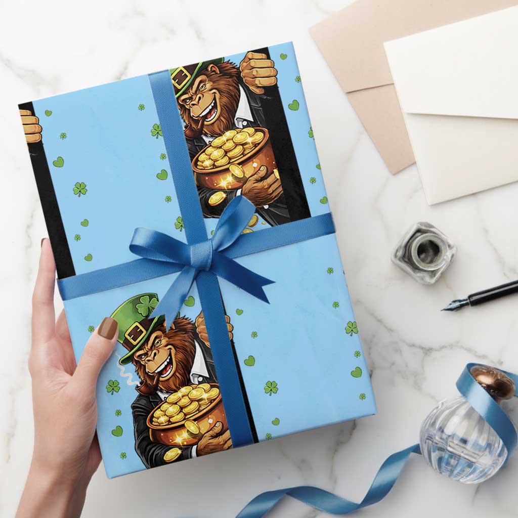 Funny St Patricks Day Bigfoot Wrapping Paper Roll Irish Revelry Gift