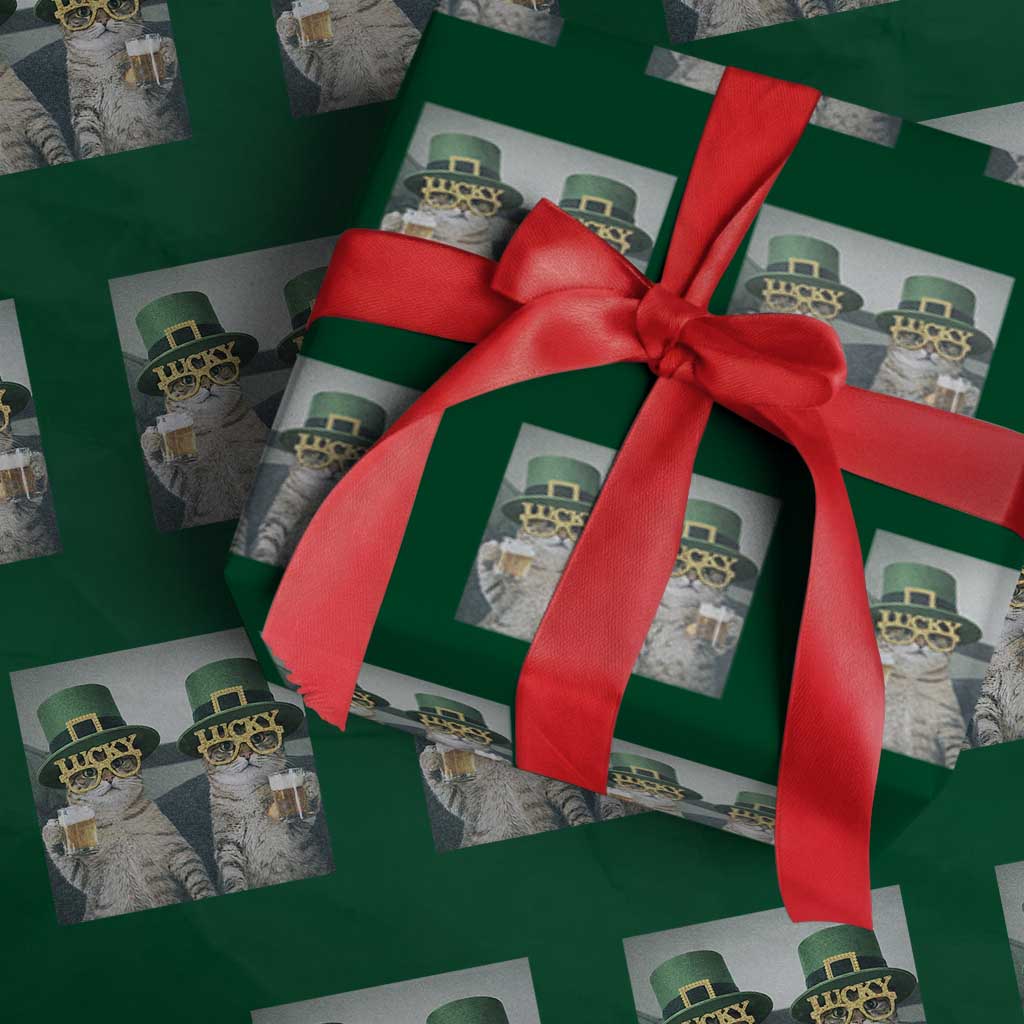 Funny St Patricks Day Cats Drinking Beer Meme Wrapping Paper Roll