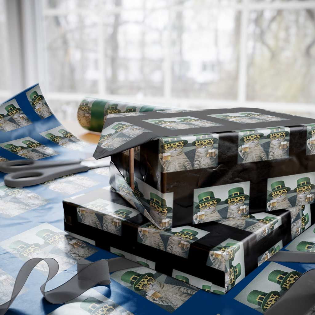 Funny St Patricks Day Cats Drinking Beer Meme Wrapping Paper Roll