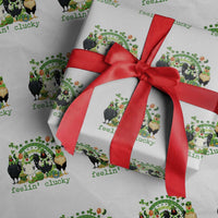 Funny St Patricks Day Chicken Shamrock Wrapping Paper Roll Feelin Clucky Hen Lucky Clover Pun Irish Humor