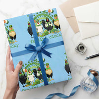 Funny St Patricks Day Chicken Shamrock Wrapping Paper Roll Feelin Clucky Hen Lucky Clover Pun Irish Humor