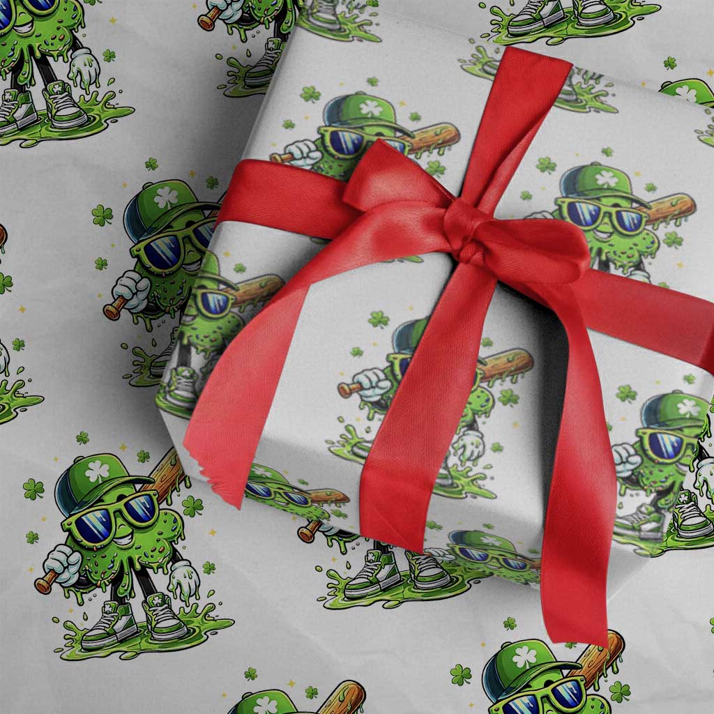 Funny St Patricks Day Clover Baseball Player Gift Wrapping Paper Roll
