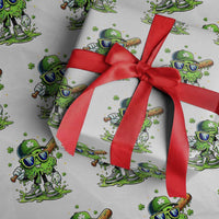Funny St Patricks Day Clover Baseball Player Gift Wrapping Paper Roll