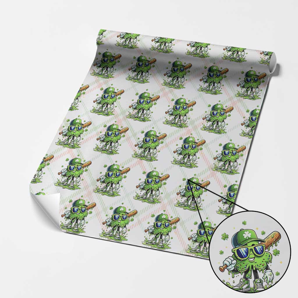 Funny St Patricks Day Clover Baseball Player Gift Wrapping Paper Roll
