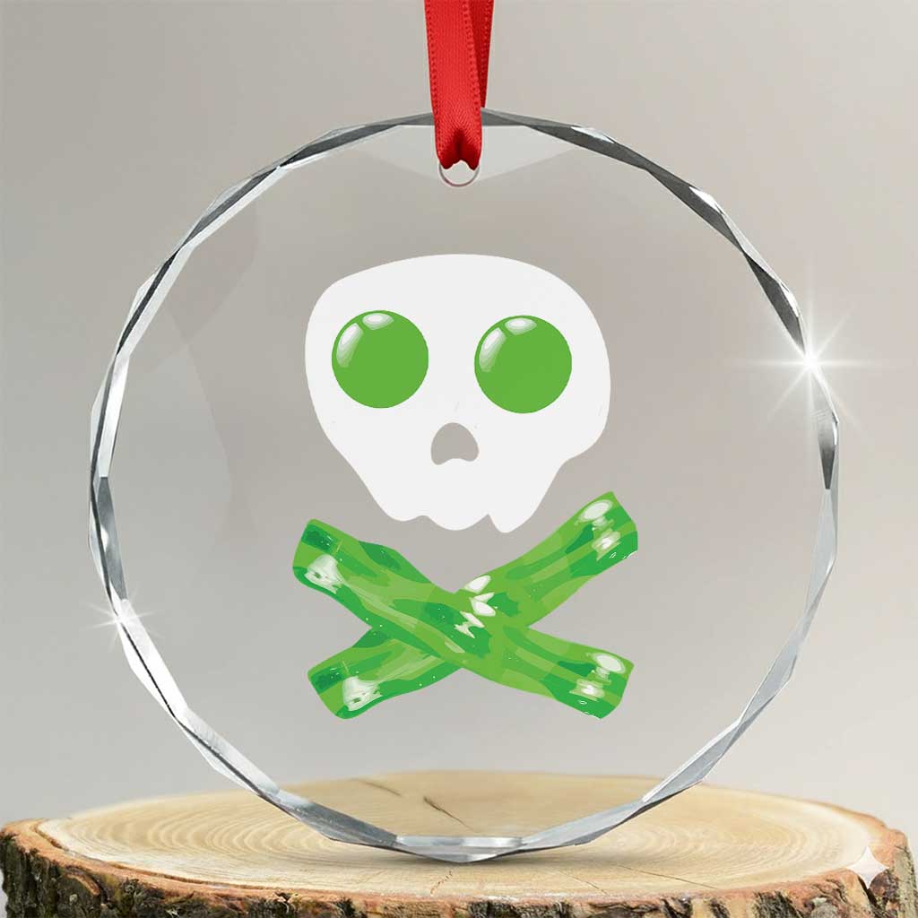 Funny St Patricks Day Crystal Glass Ornament Bacon & Eggs Skull & Crossbones