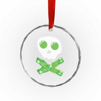 Funny St Patricks Day Crystal Glass Ornament Bacon & Eggs Skull & Crossbones