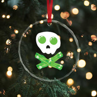 Funny St Patricks Day Crystal Glass Ornament Bacon & Eggs Skull & Crossbones