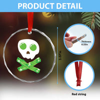 Funny St Patricks Day Crystal Glass Ornament Bacon & Eggs Skull & Crossbones