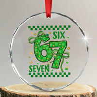 Funny St Patricks Day Crystal Glass Ornament Six Seven Meme Irish Gag Gift