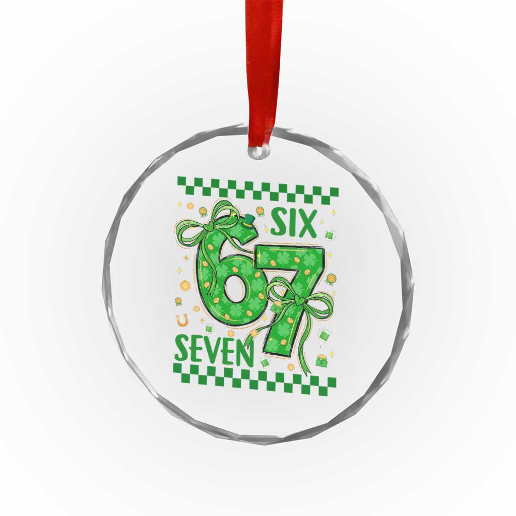 Funny St Patricks Day Crystal Glass Ornament Six Seven Meme Irish Gag Gift
