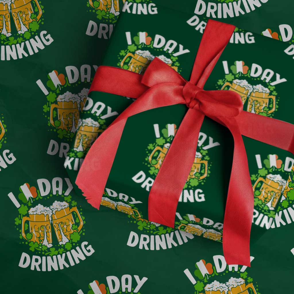 Funny St Patricks Day Wrapping Paper Roll I Love Day Drinking Beer Lover Drink Team