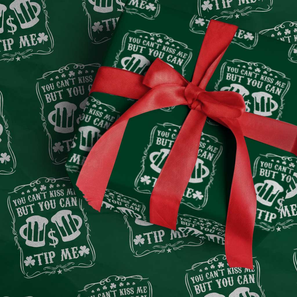 Funny St Patricks Day Wrapping Paper Roll Lucky Shamrock Waitress Bartender Waiter