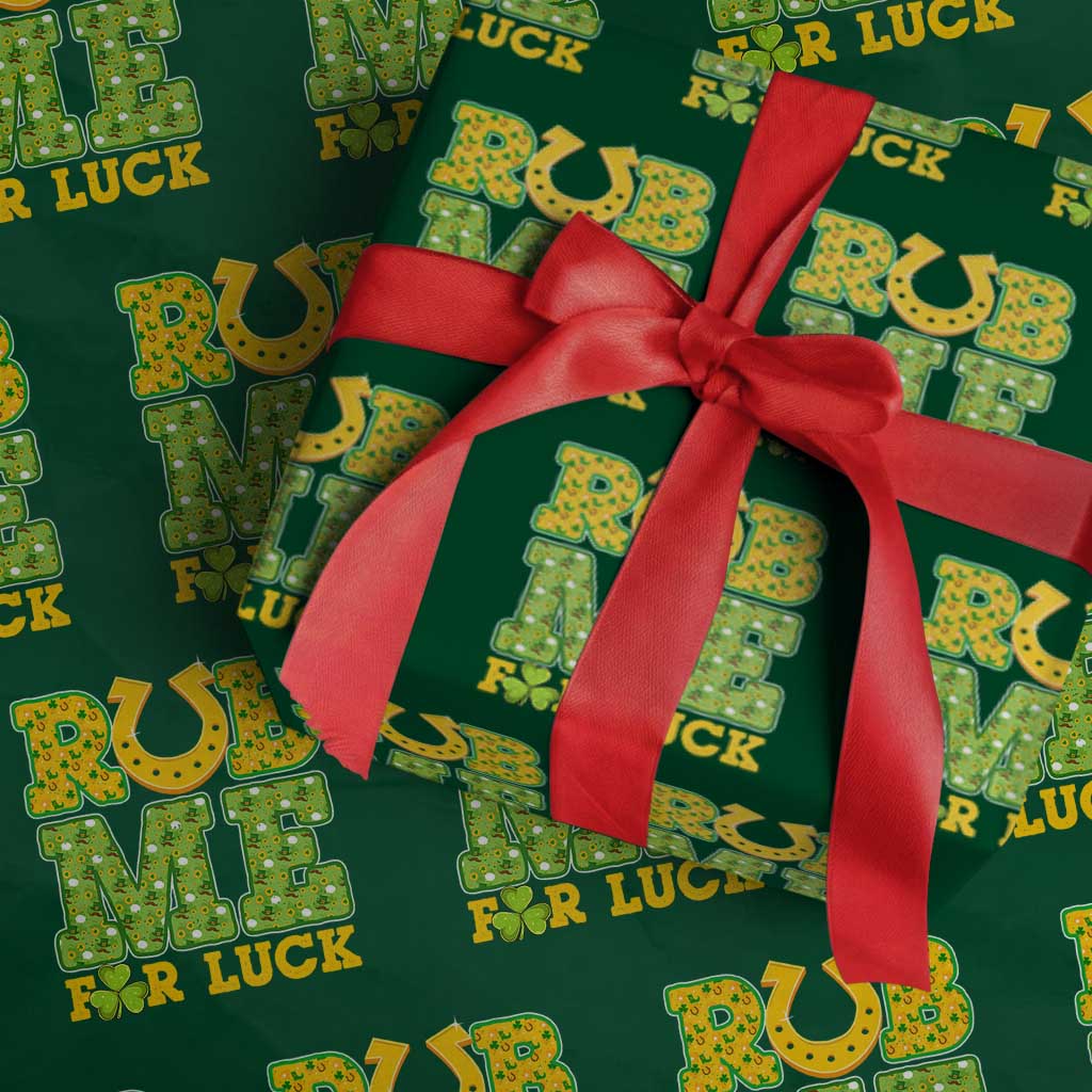 Funny St Patricks Day Wrapping Paper Roll Rub Me For Luck Shamrock Adult Humor
