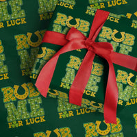 Funny St Patricks Day Wrapping Paper Roll Rub Me For Luck Shamrock Adult Humor