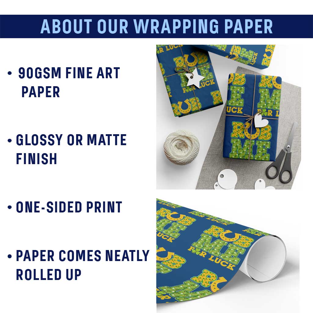 Funny St Patricks Day Wrapping Paper Roll Rub Me For Luck Shamrock Adult Humor