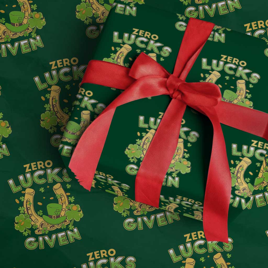 Funny St Patricks Day Wrapping Paper Roll Zero Lucks Given Irish Shamrock