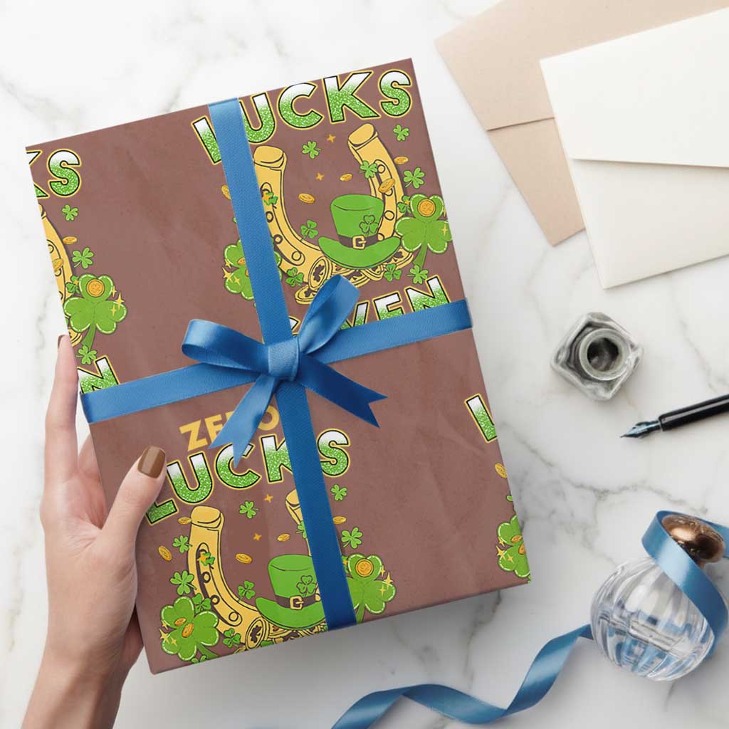 Funny St Patricks Day Wrapping Paper Roll Zero Lucks Given Irish Shamrock