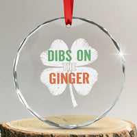Funny St Patricks Day Dibs On The Ginger Crystal Glass Ornament Irish Redhead Shamrock