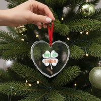 Funny St Patricks Day Dibs On The Ginger Heart Crystal Glass Ornament Irish Redhead Shamrock