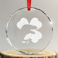 Funny St Patricks Day Dinosaur Shamrock Crystal Glass Ornament
