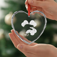 Funny St Patricks Day Dinosaur Shamrock Heart Crystal Glass Ornament
