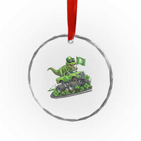 Funny St Patricks Day Dinosaur Truck Crystal Glass Ornament Irish Holiday Gift
