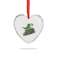 Funny St Patricks Day Dinosaur Truck Heart Crystal Glass Ornament Irish Holiday Gift