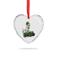 Funny St Patricks Day Dinosaur Truck Heart Crystal Glass Ornament Lucky Dino Gift