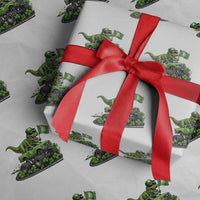 Funny St Patricks Day Dinosaur Truck Wrapping Paper Roll Irish Holiday Gift
